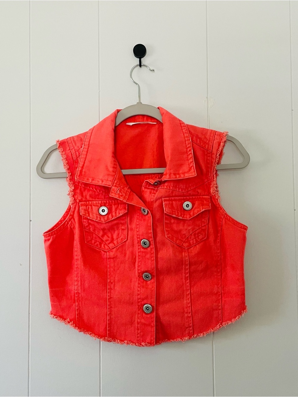 Highway Jeans Coral-Orange Sleeveless Denim Vest